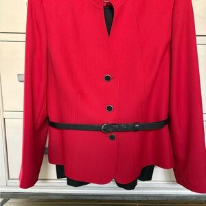 Chic Tahari Suit with Red Jacket with Black Skirt
